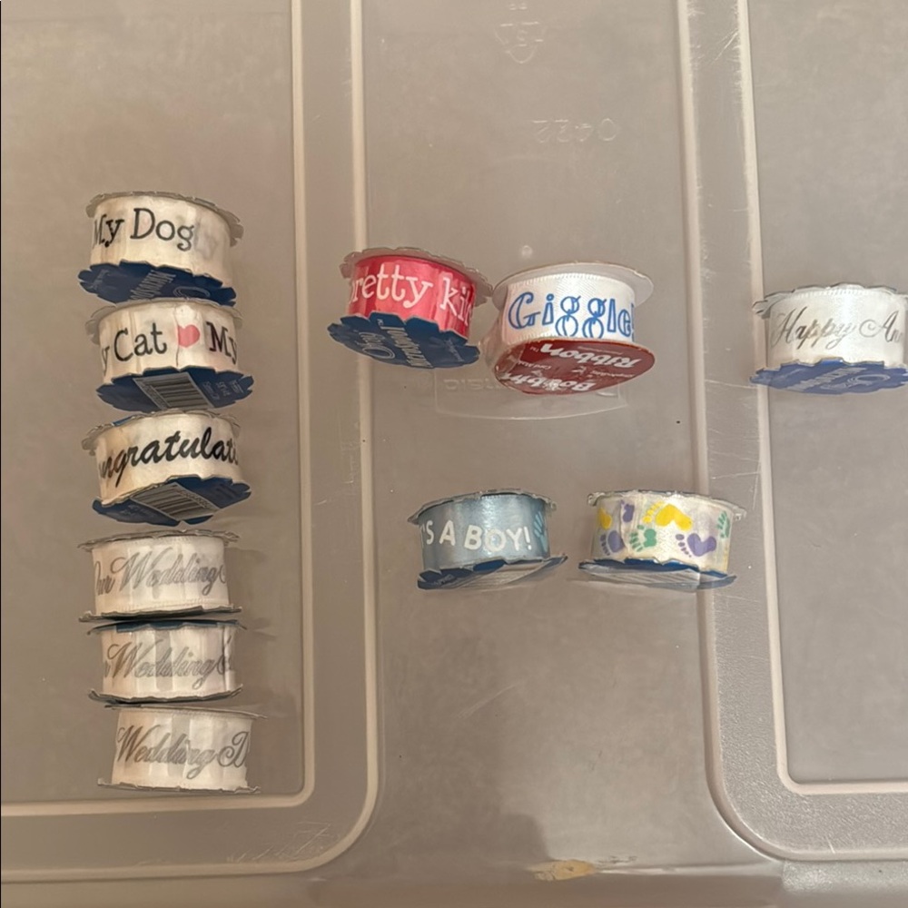 11 Mini Ribbons Rolls Cat Dog Wedding Giggle Feet Congratulations Boy Anniver